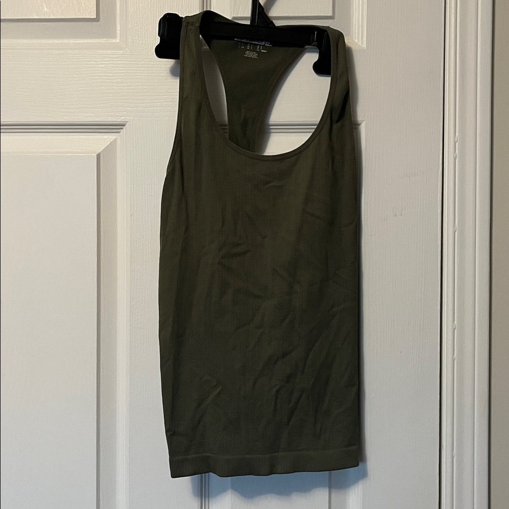 Olive Green Racerback Workout Tank Top